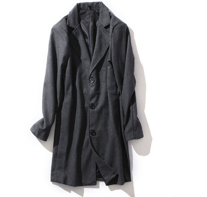 Mens Long Sleeve Wool Blend Trench Coat