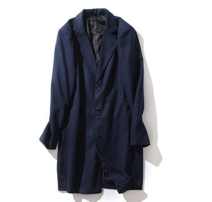 Mens Long Sleeve Wool Blend Trench Coat
