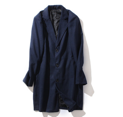 Mens Long Sleeve Wool Blend Trench Coat