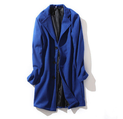 Mens Long Sleeve Wool Blend Trench Coat