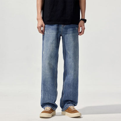 Mens Loose Fit Denim Wide Leg Pants