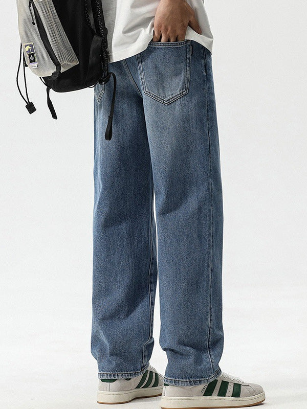 Mens Loose Fit Denim Wide Leg Pants