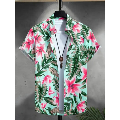 Mens Loose Fit Digital Print Short Sleeve Shirt