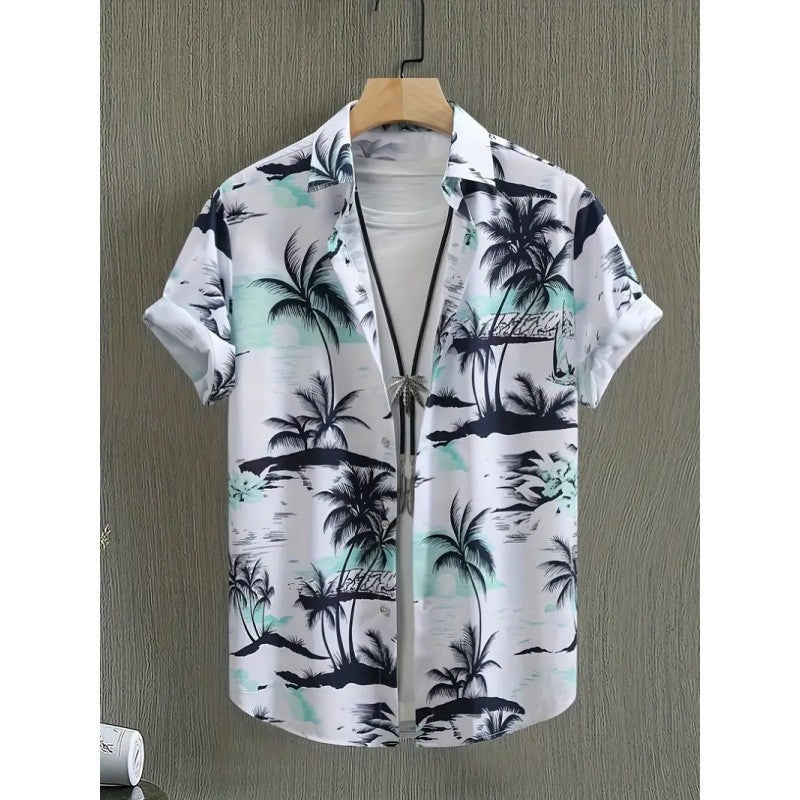 Mens Loose Fit Digital Print Short Sleeve Shirt
