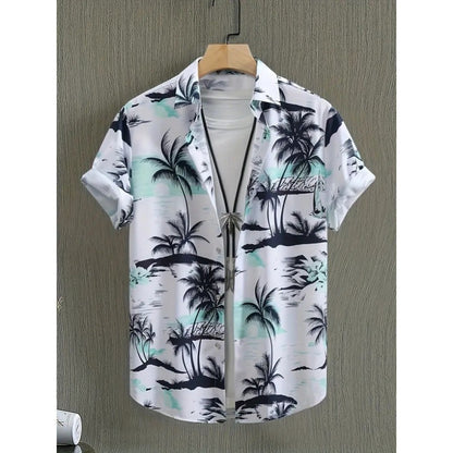 Mens Loose Fit Digital Print Short Sleeve Shirt