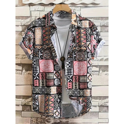 Mens Loose Fit Digital Print Short Sleeve Shirt