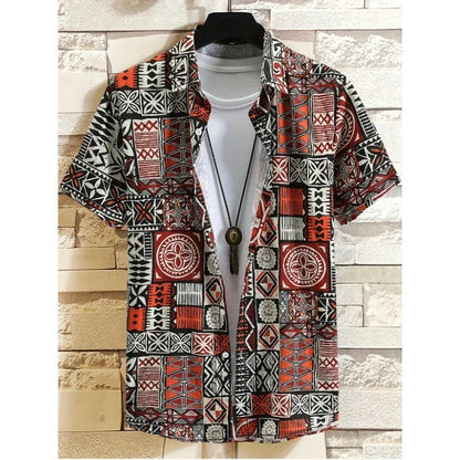 Mens Loose Fit Digital Print Short Sleeve Shirt