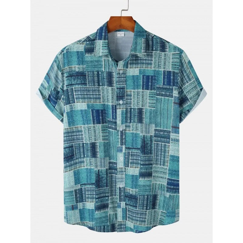 Mens Loose Fit Digital Print Short Sleeve Shirt