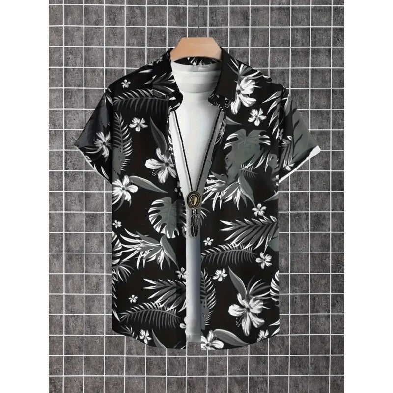 Mens Loose Fit Digital Print Short Sleeve Shirt