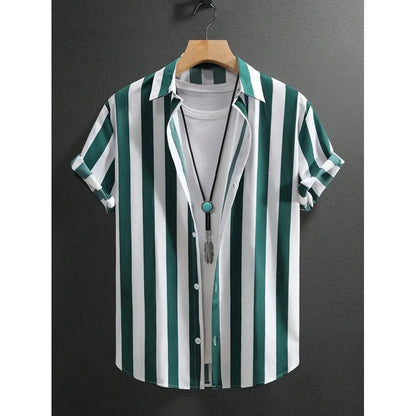 Mens Loose Fit Digital Print Short Sleeve Shirt