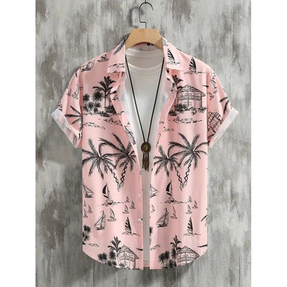 Mens Loose Fit Digital Print Short Sleeve Shirt