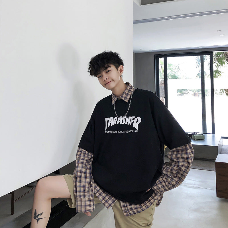 Mens Loose Fit Letter Print Tshirt