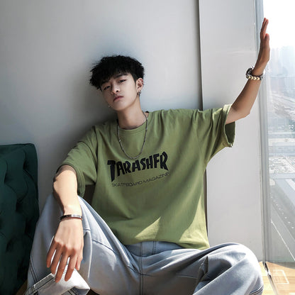 Mens Loose Fit Letter Print Tshirt