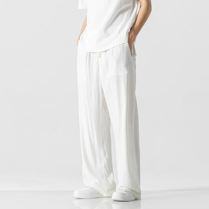 Mens Loose Fit Linen Blend Casual Pants