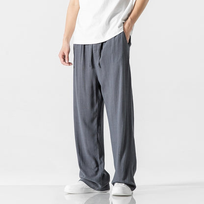 Mens Loose Fit Linen Blend Casual Pants