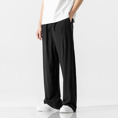 Mens Loose Fit Linen Blend Casual Pants