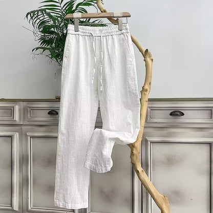 Mens Loose Fit Linen Blend Casual Pants