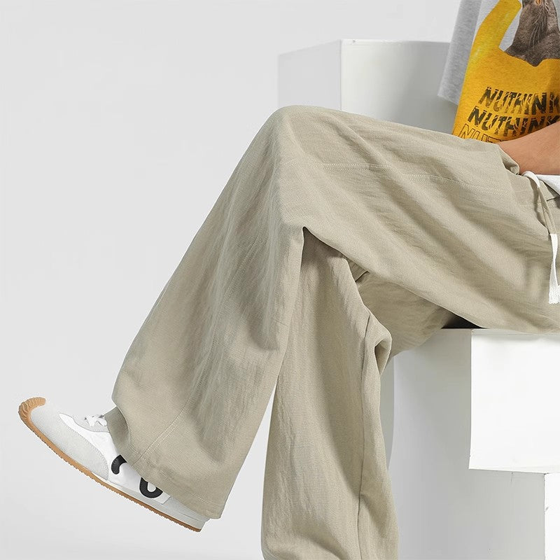 Mens Lyocell Linen Wide Leg Casual Pants