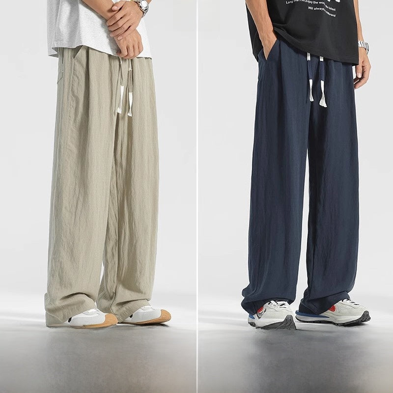 Mens Lyocell Linen Wide Leg Casual Pants