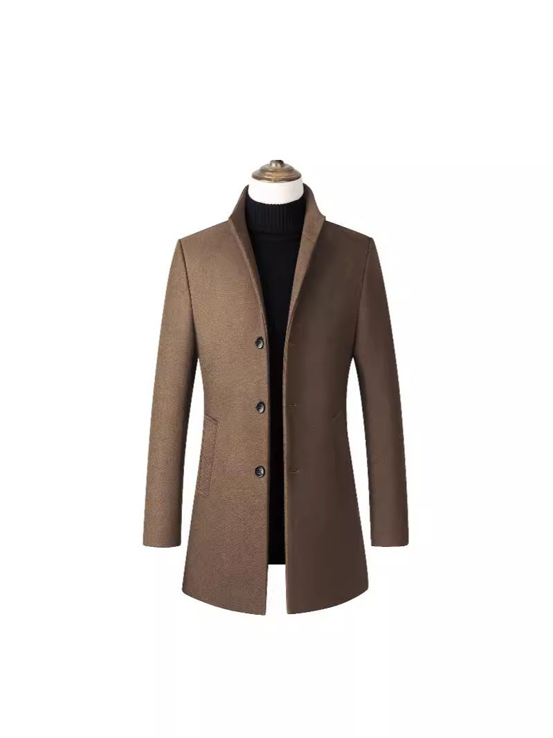 Mens Mid-Length Wool Blend Coat
