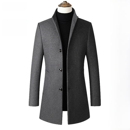 Mens Mid-Length Wool Blend Coat