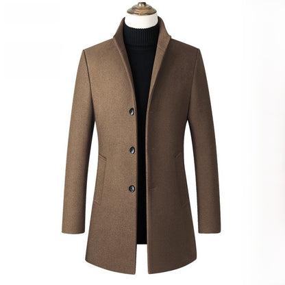 Mens Mid-Length Wool Blend Coat