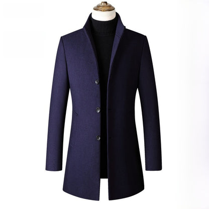 Mens Mid-Length Wool Blend Coat