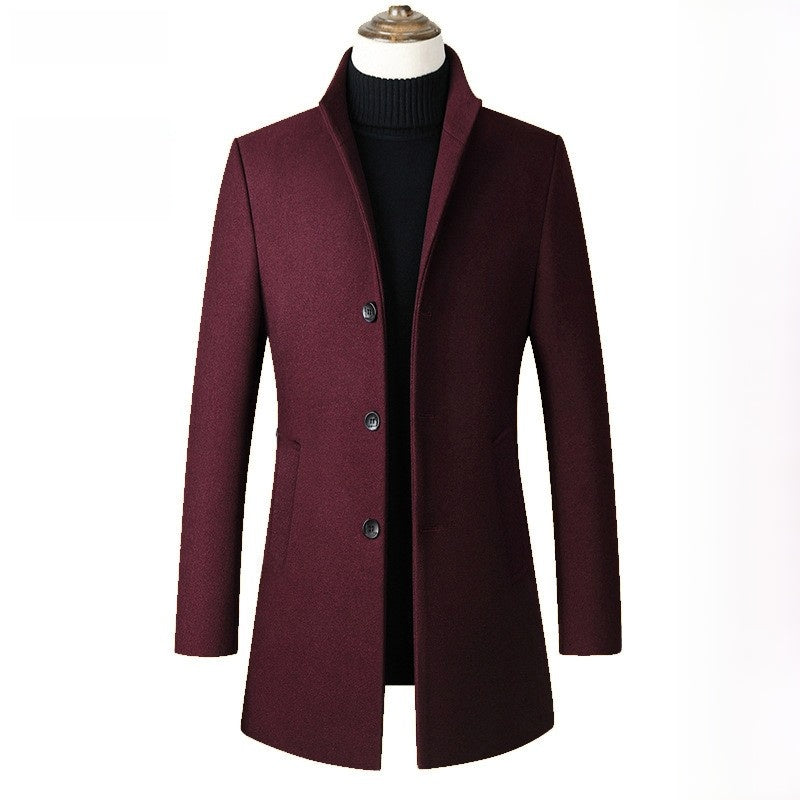 Mens Mid-Length Wool Blend Coat