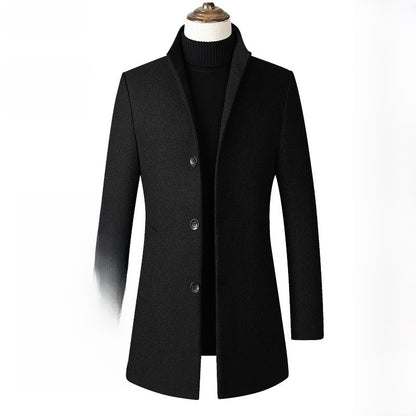 Mens Mid-Length Wool Blend Coat