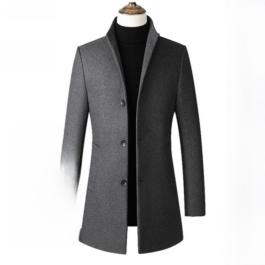 Mens Mid-Length Wool Blend Coat