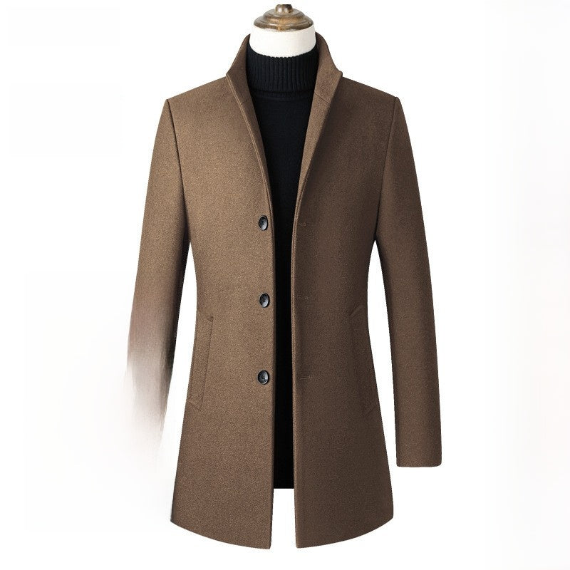 Mens Mid-Length Wool Blend Coat