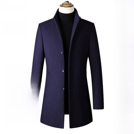 Mens Mid-Length Wool Blend Coat