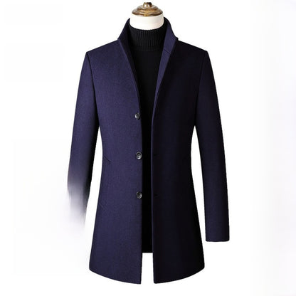 Mens Mid-Length Wool Blend Coat