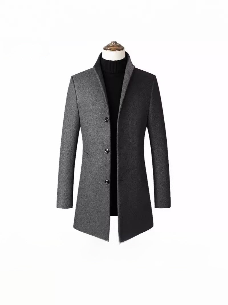 Mens Mid-Length Wool Blend Coat