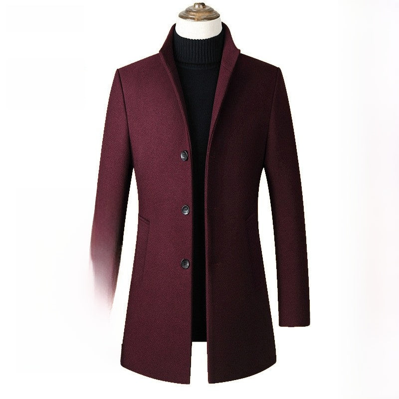 Mens Mid-Length Wool Blend Coat