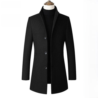 Mens Mid-Length Wool Blend Coat
