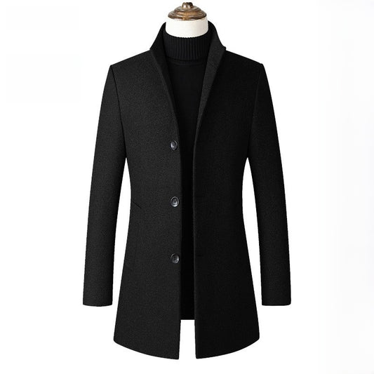 Mens Mid-Length Wool Blend Coat