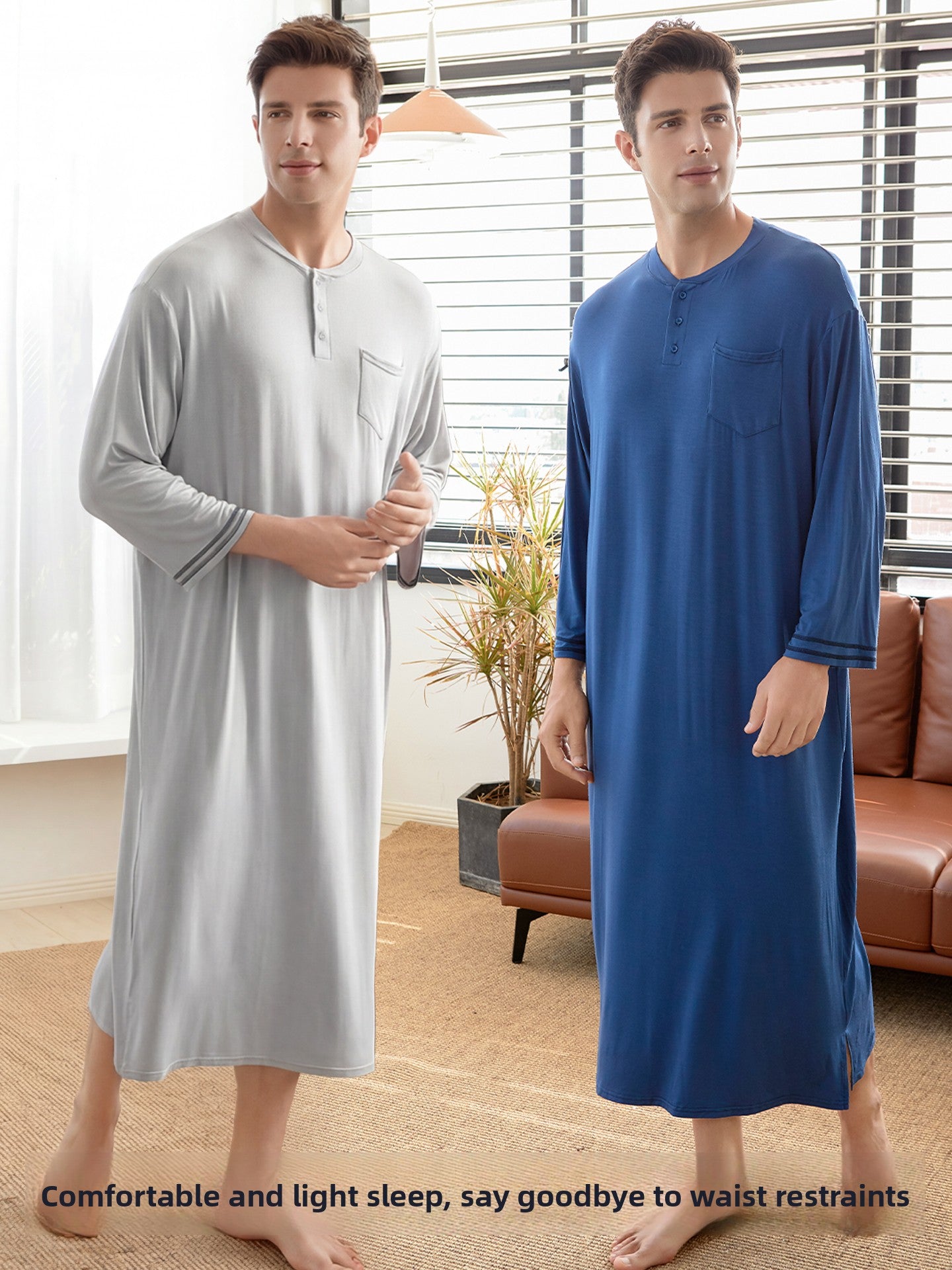 Mens Modal Long Nightgown Loungewear
