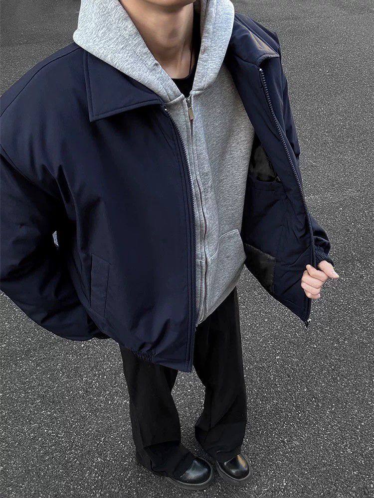 Mens Navy Blue Windproof Bomber Jacket