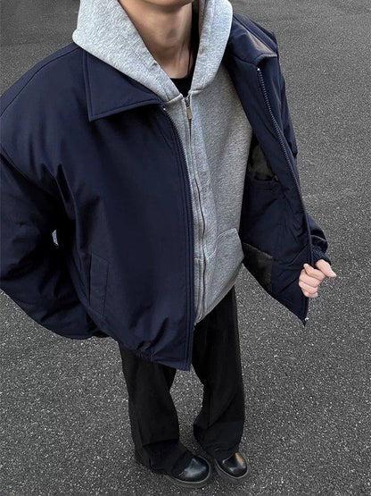 Mens Navy Blue Windproof Bomber Jacket
