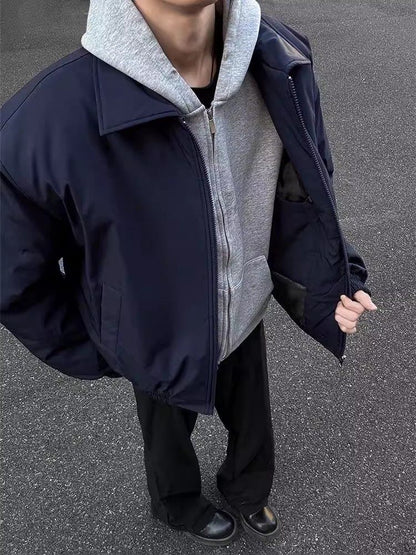 Mens Navy Blue Windproof Bomber Jacket