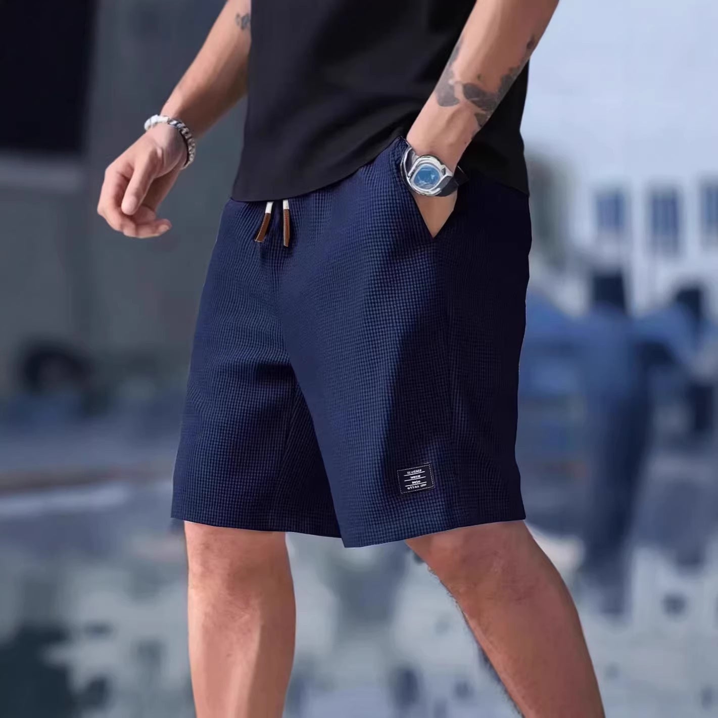Mens Pineapple Pattern Casual Shorts