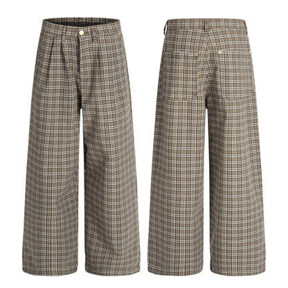 Mens Plaid Pleated Casual Pants