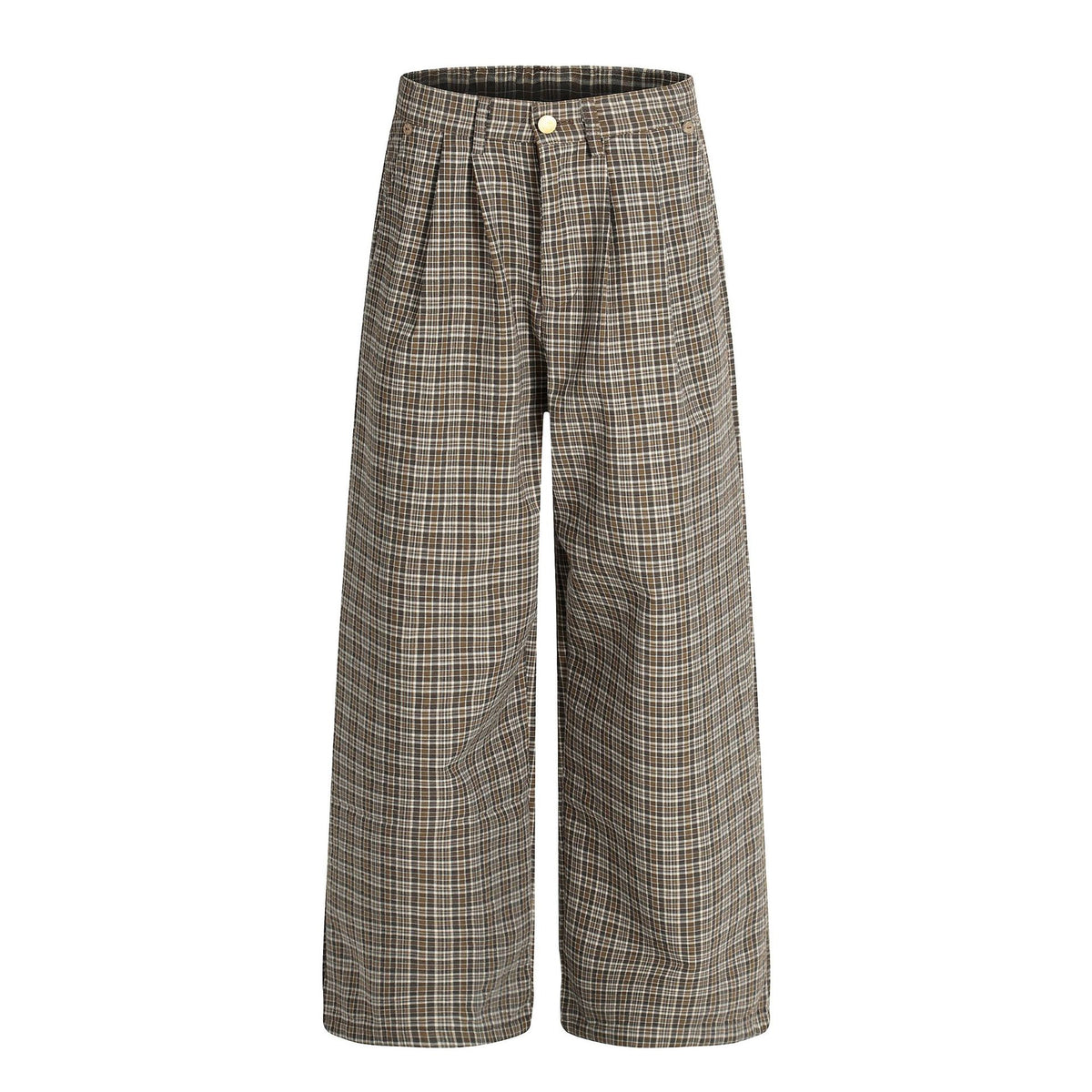 Mens Plaid Pleated Casual Pants