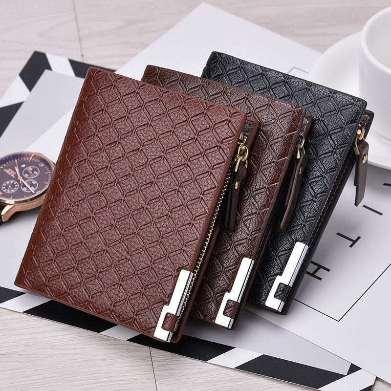 Mens Plaid Zipper Wallet