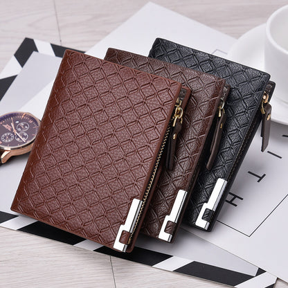 Mens Plaid Zipper Wallet