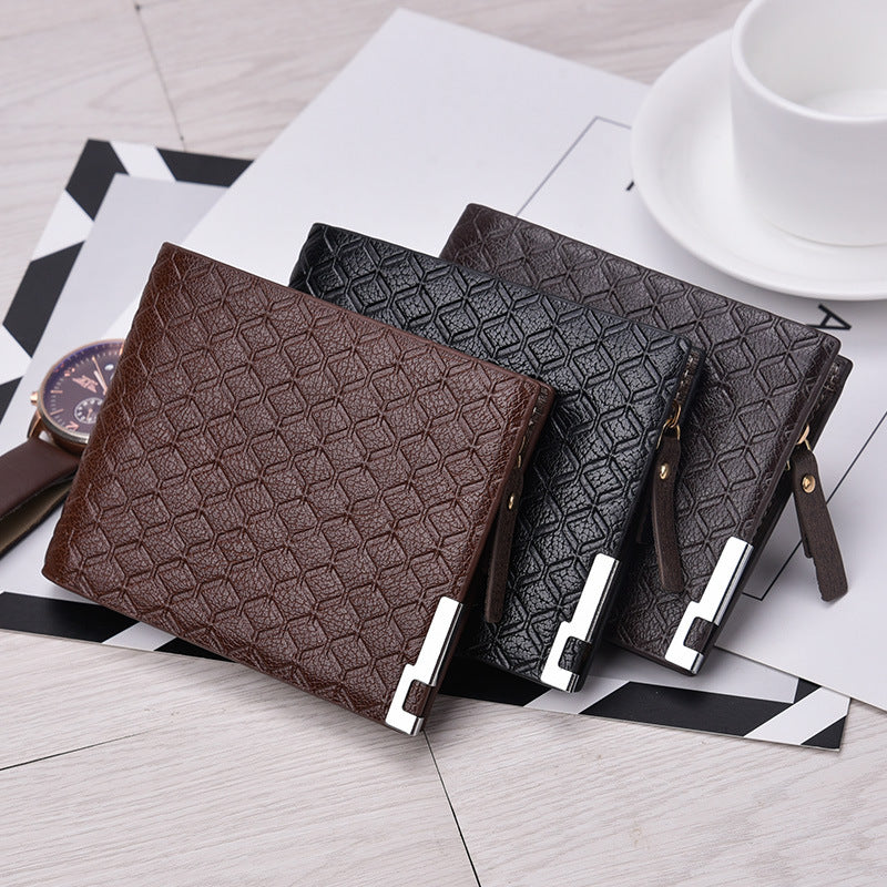 Mens Plaid Zipper Wallet