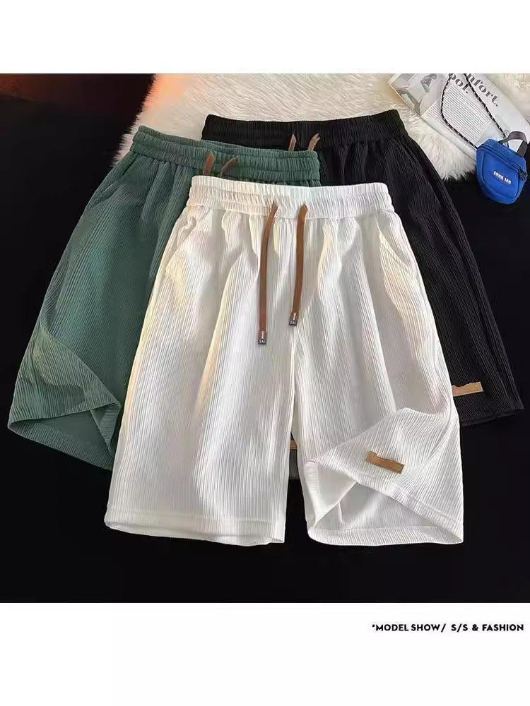Mens Pleated Quick Dry Casual Shorts