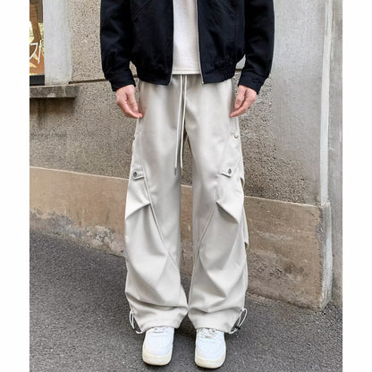 Mens Pleated Wide Leg Casual Pants
