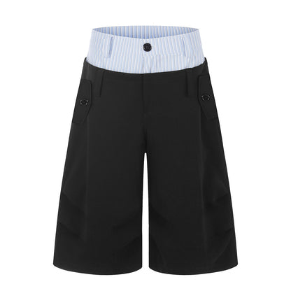Mens Pleated Wide-Leg Summer Shorts